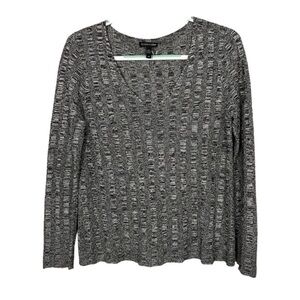 Eileen Fisher Gray Silk Blend V-Neck Sweater